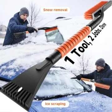 DMJN 27'' Snow Brush and Ice Scrapers for Car Windshield - Ergonomic Design for Easy Winter Usage