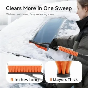 DMJN 27'' Detachable Snow Brush & Ice Scraper for Cars
