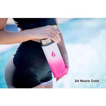 HYDRO CELL Stainless Steel Insulated Water Bottle with Straw - For Cold & Hot Drinks - Metal Vacuum Flask with Screw Cap and Modern Leakproof Sport Thermos for Kids & Adults (White/Pink 18oz)