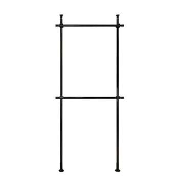 ZHFEISY 2 Tier Clothes Rack, Adjustable Clothing Rack for Hanging Clothes, Heavy Duty Free-Standing Garment Racks,Floor to Ceiling Clothes Hanger Closet System for Bedroom Laundry Room, Black