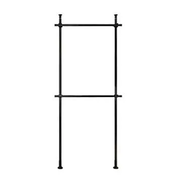 ZHFEISY 2 Tier Clothes Rack, Adjustable Clothing Rack for Hanging Clothes, Heavy Duty Free-Standing Garment Racks,Floor to Ceiling Clothes Hanger Closet System for Bedroom Laundry Room, Black