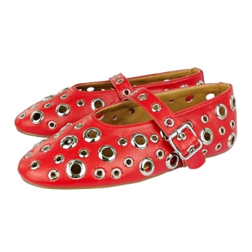 Chic Lmuwecno Ballet Flats for Women - Comfortable Ballerina Shoes with Metal Buckle