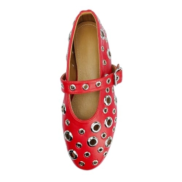 Chic Lmuwecno Ballet Flats with Metal Buckle Strap