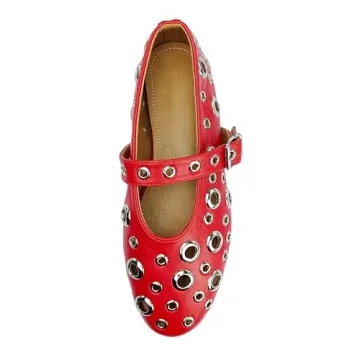 Chic Lmuwecno Ballet Flats with Metal Buckle Strap