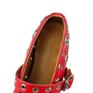 Chic Lmuwecno Ballet Flats with Metal Buckle Strap