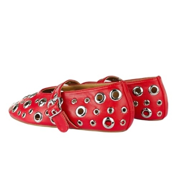 Chic Lmuwecno Ballet Flats with Metal Buckle Strap