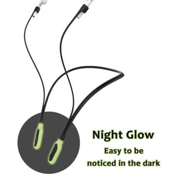 GOGOSODU Compatible Airpods Strap, Silicone Anti-Lost Wire Cable Connector Sports Neckband Compatible for Airpods Pro 2/1, Airpods 4, 3, 2, 1, Night Glow