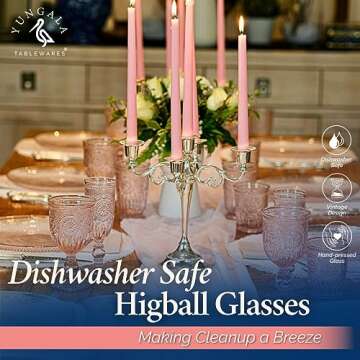 Yungala Pink Highball Tumblers set of 6 vintage glassware pink drinking glasses for lovers of colored glassware and colorful drinking glasses