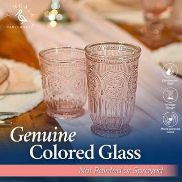 Yungala Pink Highball Tumblers set of 6 vintage glassware pink drinking glasses for lovers of colored glassware and colorful drinking glasses