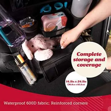 Lusso Gear Heavy Duty Back Seat Car Organizer Extra Large for Protection, Sag Proof & Reinforced Corners, Protects iPad & Backseat, 12 Versatile Car Seat Organizer Storage Compartments (Black)