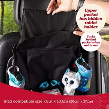 Lusso Gear Heavy Duty Back Seat Car Organizer Extra Large for Protection, Sag Proof & Reinforced Corners, Protects iPad & Backseat, 12 Versatile Car Seat Organizer Storage Compartments (Black)