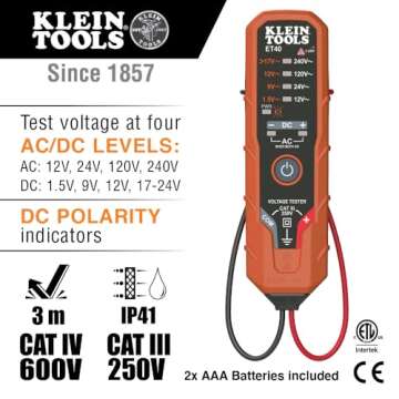 Klein Tools 80077 Voltage Tester Kit with Electronic AC/DC Voltage Tester, GFCI Outlet Tester and No...