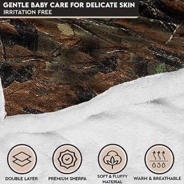 Soft Sherpa-Lined Baby Camo Blanket for Infants