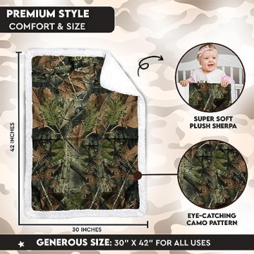 Soft Sherpa-Lined Baby Camo Blanket for Infants