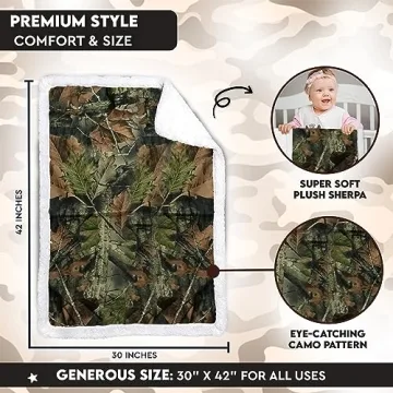 Soft Sherpa-Lined Baby Camo Blanket for Infants