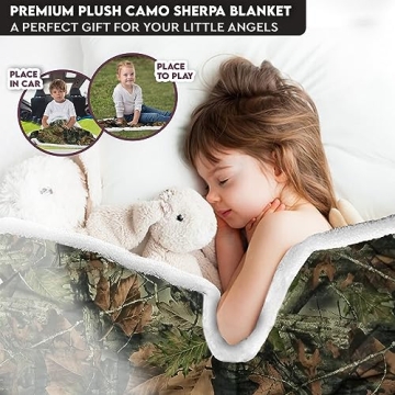 Soft Sherpa-Lined Baby Camo Blanket for Infants