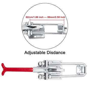 Accessbuy Heavy Duty Large Toggle Clamp Latch,2000Lbs Holding Capacity,Self-Lock U-Bolt Adjustable Latch for Tire Carrier,Industrial EquiIpment,Boxcar,Smoker Lid and More 7.87 Inch (2Pack)