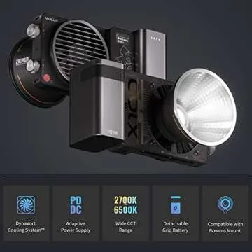 Zhi yun Molus X100 Combo 100W LED Video Light CCT 2700K~6500K CRI≥95 TLCI≥97 ZY Mount App Control Music Mode Continuous Lighting w/Bowens Adapter+Grip Battery for Studio, YouTube, Vlog, Live, etc