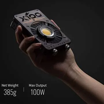 Zhi yun Molus X100 Combo 100W LED Video Light CCT 2700K~6500K CRI≥95 TLCI≥97 ZY Mount App Control Music Mode Continuous Lighting w/Bowens Adapter+Grip Battery for Studio, YouTube, Vlog, Live, etc