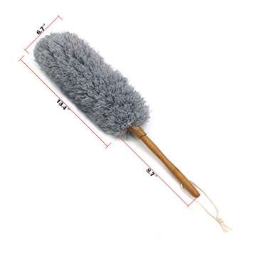 J&A Microfiber Duster Lightweight Feather Duster Comfortable Grip with Grey Bendable Head Bamboo Handle for Home, Office and Car 22.4 inches Long