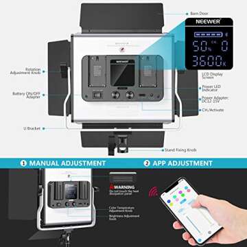 Neewer 3 Packs 528 LED Video Light with APP Intelligent Control System