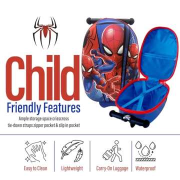 Fast Forward Spiderman Suitcase Scooter - Lightweight Ride-On for Kids