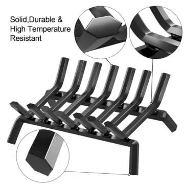 AMAGABELI GARDEN & HOME Fireplace Log Grate 21 inch Wrought Iron Fire Place Grates Heavy Duty Solid Steel Indoor Chimney Hearth 3/4" Bar Outdoor Firepit Wood Stove Firewood Burning Rack Holder