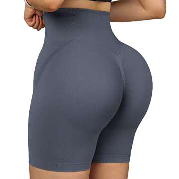 RUUHEE Women Seamless Scrunch Butt Contour Yoga Short 5" High Waist Booty Workout Biker Shorts(Small,Blue)