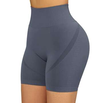 RUUHEE Women Seamless Scrunch Butt Contour Yoga Short 5" High Waist Booty Workout Biker Shorts(Small,Blue)