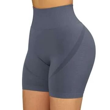 RUUHEE Women Seamless Scrunch Butt Contour Yoga Short 5" High Waist Booty Workout Biker Shorts(Small,Blue)