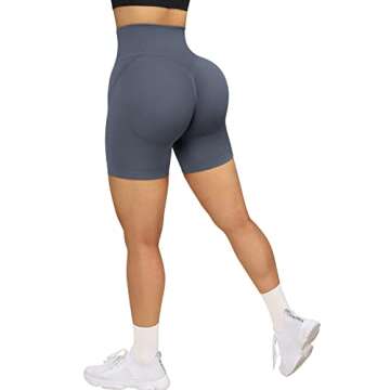 RUUHEE Women Seamless Scrunch Butt Contour Yoga Short 5" High Waist Booty Workout Biker Shorts(Small,Blue)