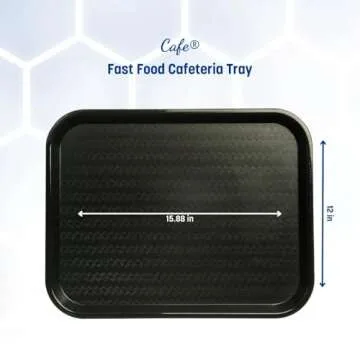 Carlisle FoodService Products Cafe Fast Food Cafeteria Tray with Patterned Surface for Cafeterias, Fast Food, And Dining Room, Plastic, 17.87 X 14 X 0.98 Inches, Black, (Pack of 12)