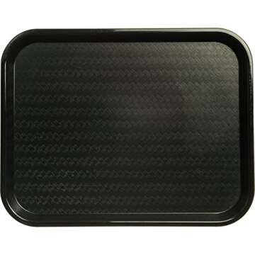 Carlisle FoodService Products Cafe Fast Food Cafeteria Tray with Patterned Surface for Cafeterias, Fast Food, And Dining Room, Plastic, 17.87 X 14 X 0.98 Inches, Black, (Pack of 12)