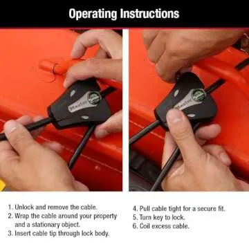 Master Lock Black Python Bike Lock with Key, Adjustable Metal Cable Lock has a Weather Resistant Vinyl Coating for Outdoor Equipment, Bicycles, Trail Cameras, 6 Feet Long, 8418D