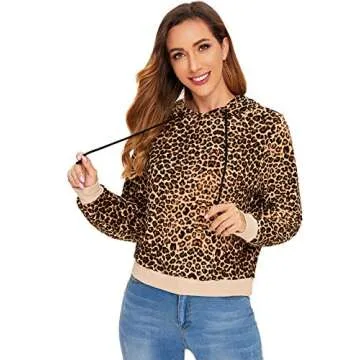 SweatyRocks Women's Leopard Long Sleeve Hoodie Sweatshirt