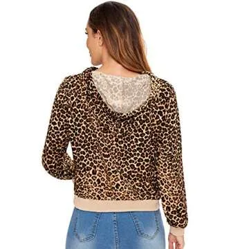 SweatyRocks Women's Leopard Long Sleeve Hoodie Sweatshirt