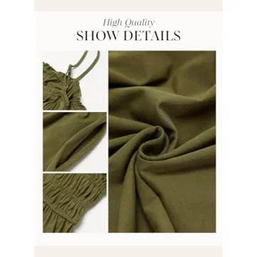 Dokotoo Long Flowy Dresses for Women Summer Adjustable Spaghetti Strap Sleeveless Dresses for Women 2024 Green Medium