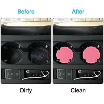 Car Coasters, Wisdompro 4 Pack PVC Car Cup Holder Insert Coaster - Anti Slip Universal Vehicle Interior Accessories Cup Mats for Women(2.75" Diameter, Pink)