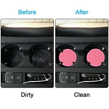 Car Coasters, Wisdompro 4 Pack PVC Car Cup Holder Insert Coaster - Anti Slip Universal Vehicle Interior Accessories Cup Mats for Women(2.75" Diameter, Pink)