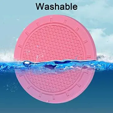 Car Coasters, Wisdompro 4 Pack PVC Car Cup Holder Insert Coaster - Anti Slip Universal Vehicle Interior Accessories Cup Mats for Women(2.75" Diameter, Pink)