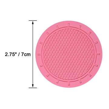Car Coasters, Wisdompro 4 Pack PVC Car Cup Holder Insert Coaster - Anti Slip Universal Vehicle Interior Accessories Cup Mats for Women(2.75" Diameter, Pink)