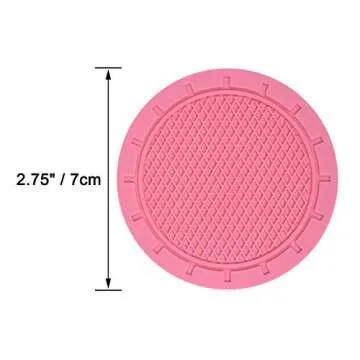 Car Coasters, Wisdompro 4 Pack PVC Car Cup Holder Insert Coaster - Anti Slip Universal Vehicle Interior Accessories Cup Mats for Women(2.75" Diameter, Pink)