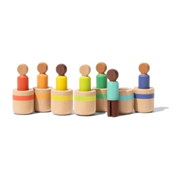 Lovevery Post & Play Peg People - Fun Wooden Dolls for Toddlers