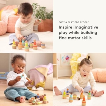 Lovevery Post & Play Peg People - Fun Wooden Dolls for Toddlers