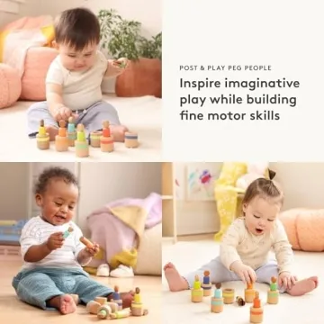 Lovevery Post & Play Peg People - Fun Wooden Dolls for Toddlers