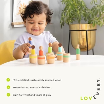 Lovevery Post & Play Peg People - Fun Wooden Dolls for Toddlers
