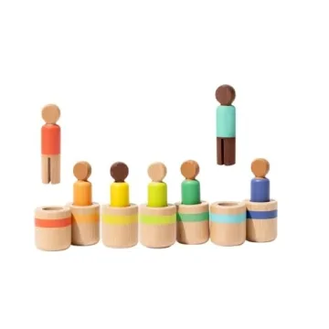 Lovevery Post & Play Peg People - Fun Wooden Dolls for Toddlers