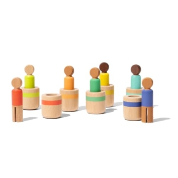 Lovevery Post & Play Peg People - Fun Wooden Dolls for Toddlers