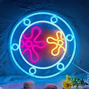 manimo Ocean World Porthole Neon Lights, LED Under Sea Porthole Neon Signs for Wall Decor,USB Night ...