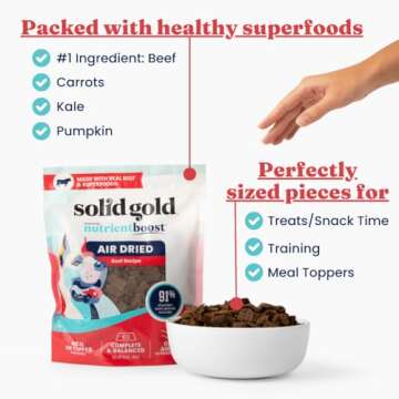 Solid Gold Air Dried Dog Food Toppers - Enhance Meals & Treats with Real Beef!